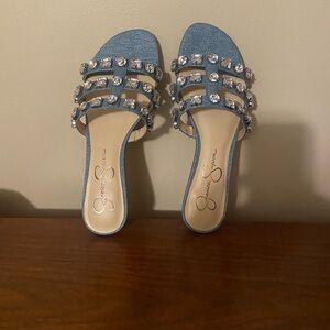 Jessica Simpson Blue Studded Slide Sandals